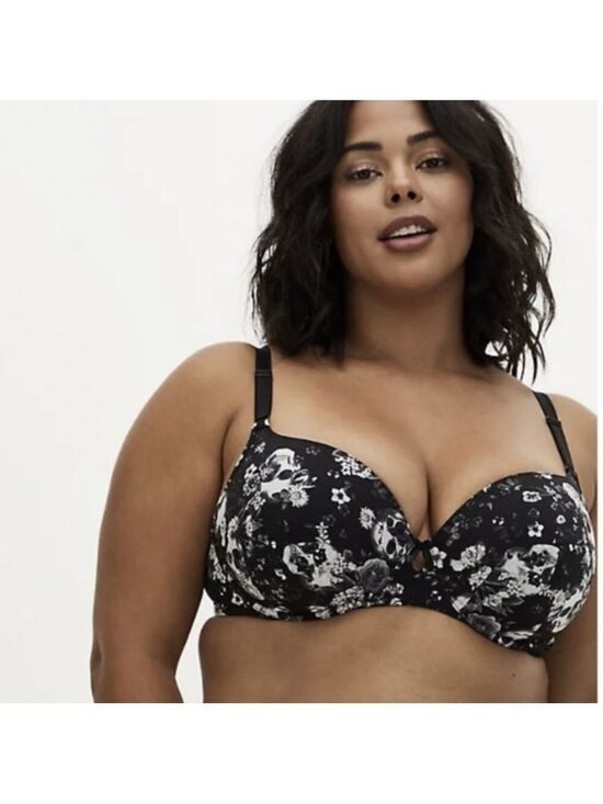 torrid Other - Torrid Black Skull Floral Lightly Lined Tshirt Bra Gothcore Whimsigoth Steampunk